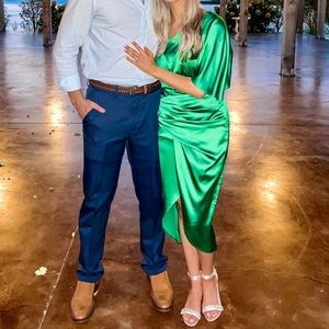 One shoulder silk Midi Dress